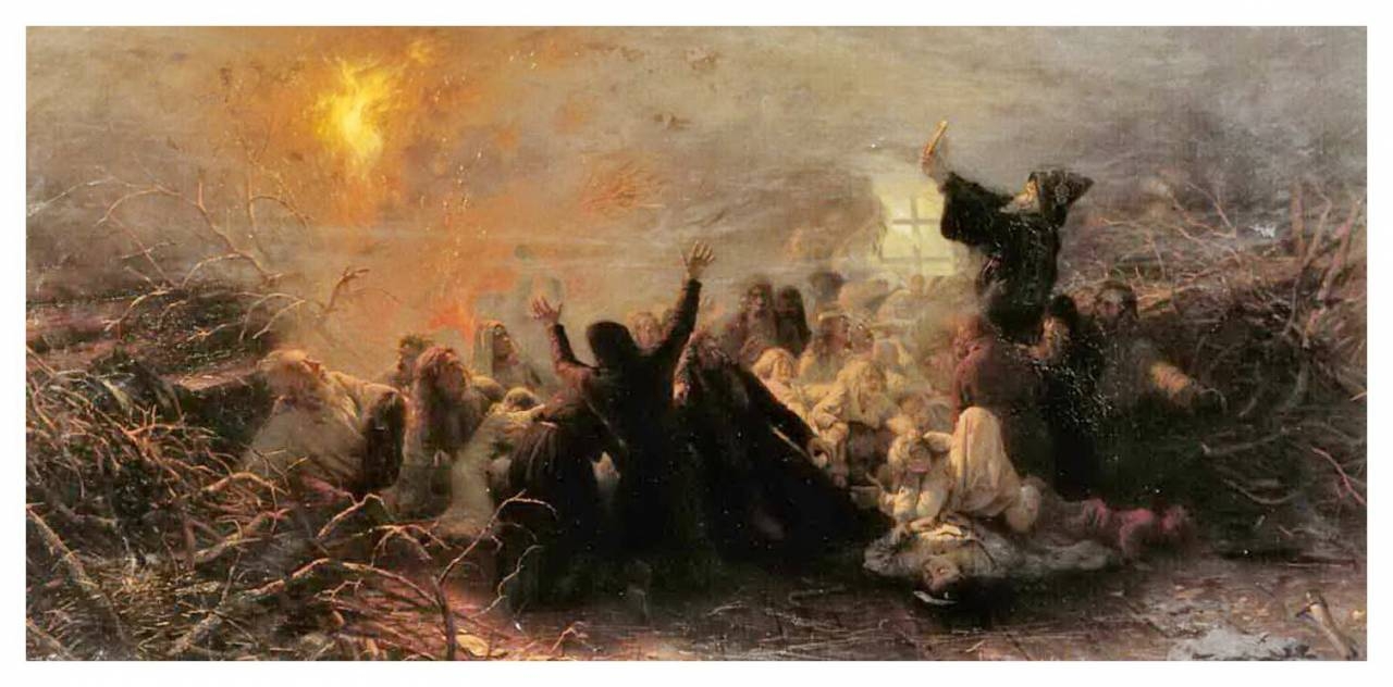 Рис. 2. Самосожжение старообрядцев в&nbsp;конце XVII. Картина Григория Григорьевича Мясоедова